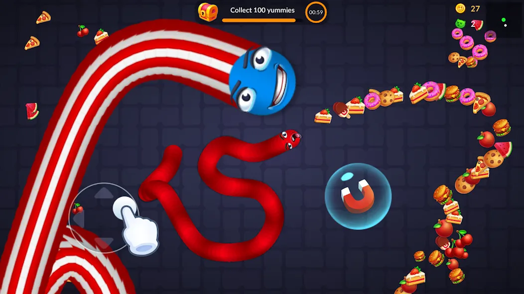 Snake vs Worms: Fun .io Zone  [МОД Unlimited Money] Screenshot 3