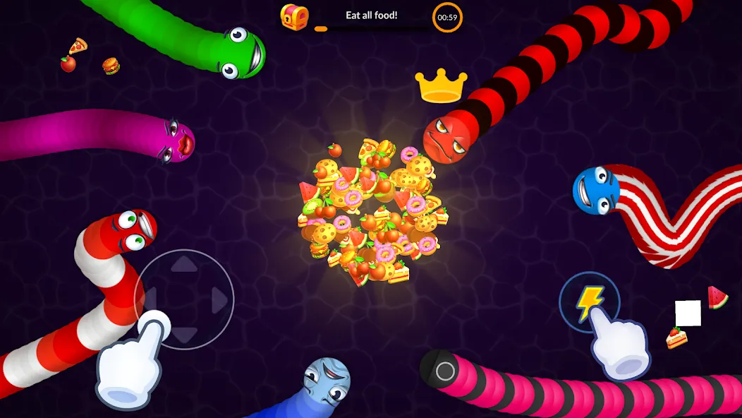Snake vs Worms: Fun .io Zone  [МОД Unlimited Money] Screenshot 4